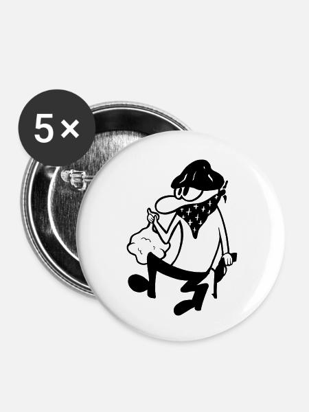 Der Bandit - Buttons klein 25 mm (5er Pack) - Weiß