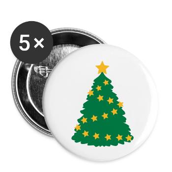 Sapin de Noël - Lot de 5 petits badges (25 mm) - blanc - Devant