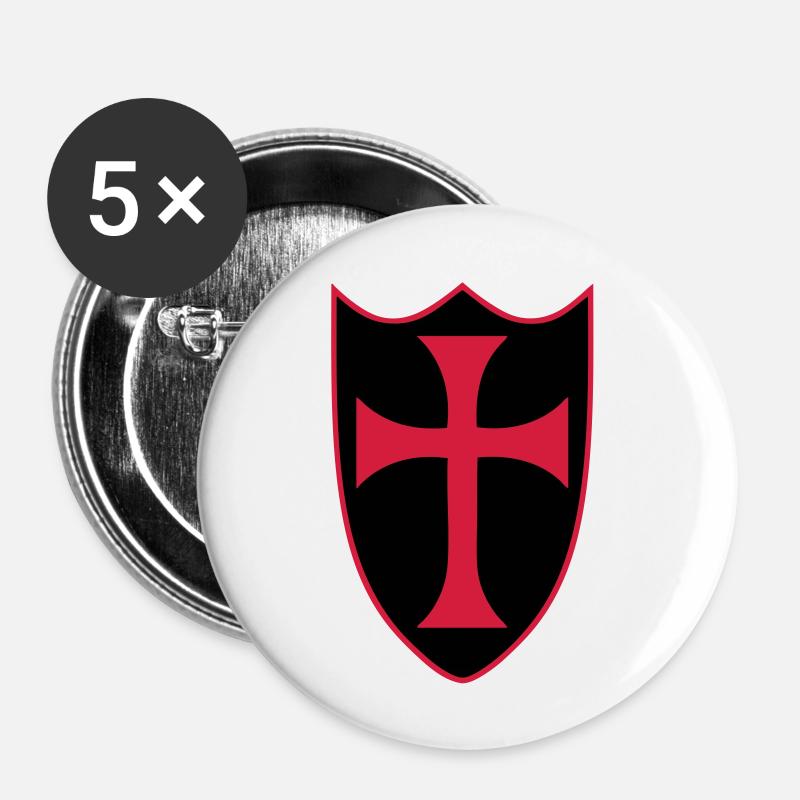templar cross - Buttons small 1''/25 mm (5-pack) - white