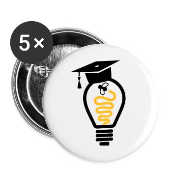Mouche de mortier ampoule - cadeau de graduation - Lot de 5 petits badges (25 mm) - blanc - Devant