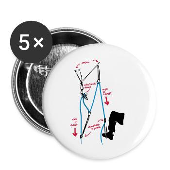 Escalade - Poulie de sauvetage copain - Lot de 5 petits badges (25 mm) - blanc - Devant