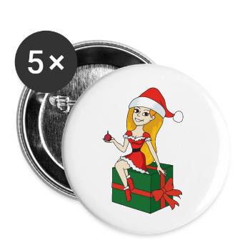 Noël - Lot de 5 petits badges (25 mm) - blanc - Devant