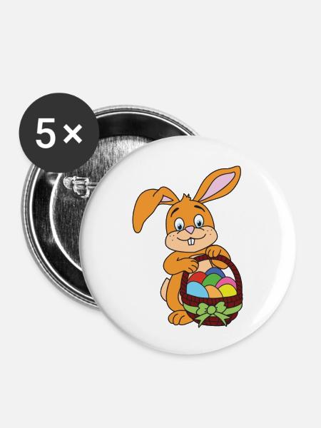 Ostern Osterhase - Buttons/Badges lille, 25 mm (5-pack) - hvid