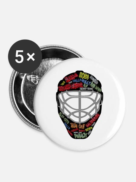 Eishockey, Torwartmaske, Maske - Buttons klein 25 mm (5er Pack) - Weiß
