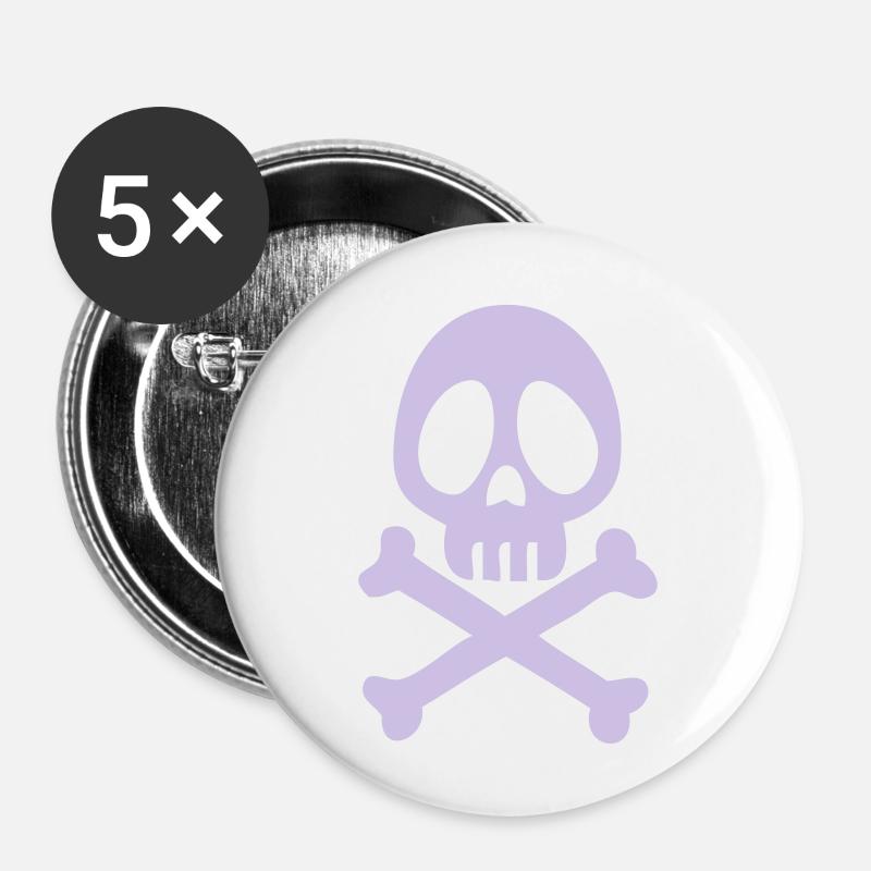Mort'head - Lot de 5 petits badges (25 mm) - blanc