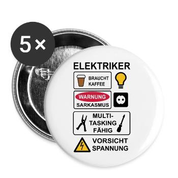 Électriciens - Lot de 5 petits badges (25 mm) - blanc - Devant