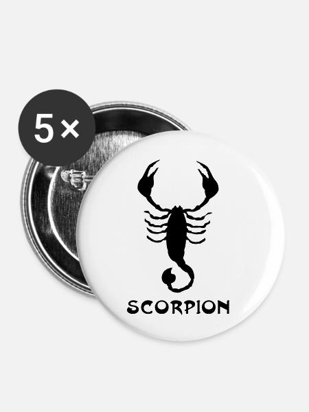 Skorpion txt - Buttons klein 25 mm (5er Pack) - Weiß