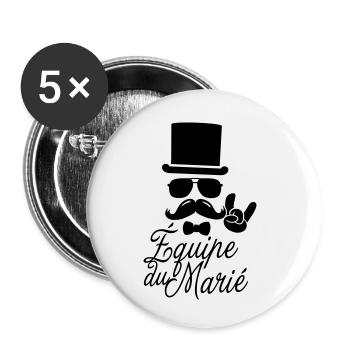 vintage moustache equipe du marié soirée hipster - Lot de 5 petits badges (25 mm) - blanc - Devant