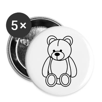 Teddybär - Buttons klein 25 mm (5er Pack) - Weiß - Vorne