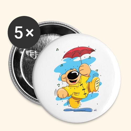 Der Bär tanzt im Regen - Buttons klein 25 mm (5er Pack)