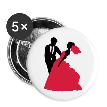 Mariage, Mariée, Le marié - Lot de 5 petits badges (25 mm) - blanc - Devant