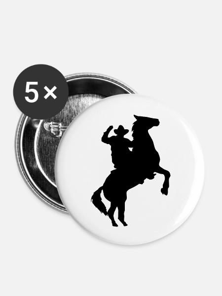 Cowboy - Buttons klein 25 mm (5er Pack) - Weiß