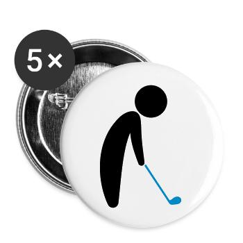 Ein Golfspieler kurz vor dem Abschlag - Buttons klein 25 mm (5er Pack) - Weiß - Vorne