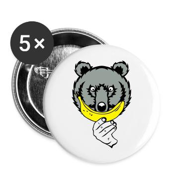 teddy bear smiling banana smiley face because - Buttons small 1''/25 mm (5-pack) - white - Front