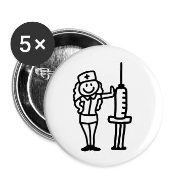 Krankenschwester Ärztin mit Spritze - line - Buttons klein 25 mm (5er Pack) - Weiß - Vorne
