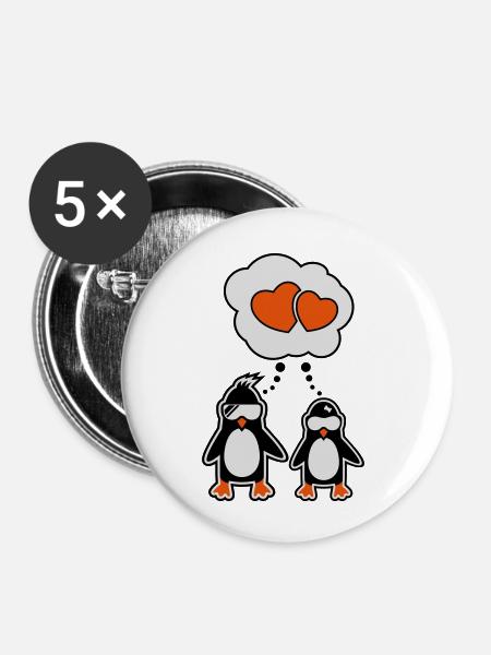 penguin heart - Buttons klein 25 mm (5er Pack) - Weiß