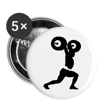 haltérophile - Lot de 5 petits badges (25 mm) - blanc - Devant