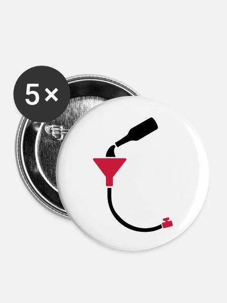 Bier Bong - Buttons klein 25 mm (5er Pack) - Weiß
