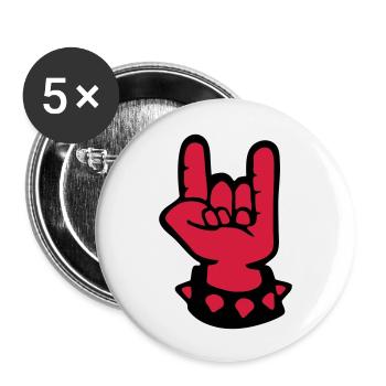 rock hand fork sign devil metal music anime fun - Buttons small 1''/25 mm (5-pack) - white - Front