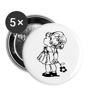 Flower child girl - Buttons small 1''/25 mm (5-pack) - white - Front