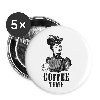 KAFFEE, RETRO, VINTAGE, T-SHIRT, CAPPUCCINO, LATTE - Buttons klein 25 mm (5er Pack) - Weiß - Vorne