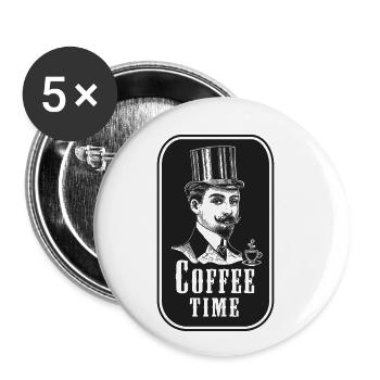RETRO, VINTAGE, COFFEE, T-SHIRT, GIFT, LATTE - Buttons small 1''/25 mm (5-pack) - white - Front