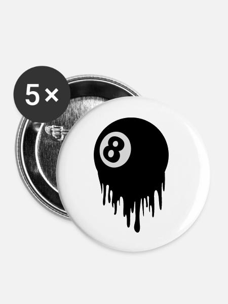 8 ball design - Buttons klein 25 mm (5er Pack) - Weiß