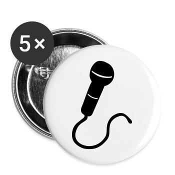 mic Mikrofon Sänger Karaoke - Buttons klein 25 mm (5er Pack) - Weiß - Vorne