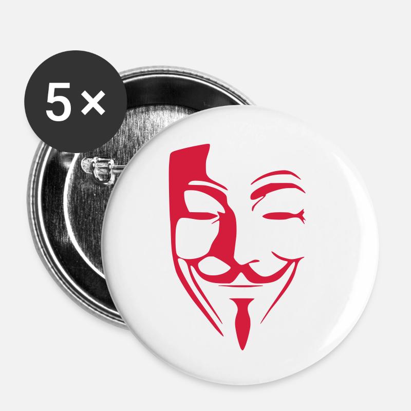 Anonymous - Buttons klein 25 mm (5er Pack) - Weiß