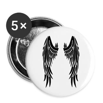 black wings - Buttons small 1''/25 mm (5-pack) - white - Front