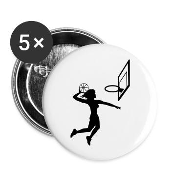dunking basketball dunk woman female girl coo - Buttons small 1''/25 mm (5-pack) - white - Front