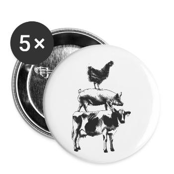 Chicken Pig Cow - Buttons small 1''/25 mm (5-pack) - white - Front