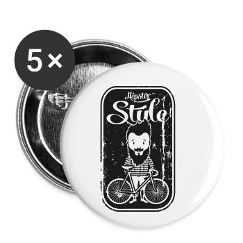 RAD, HIPSTER, T-SHIRT, MOUNTAINBIKE, GESCHENKIDEE, - Buttons klein 25 mm (5er Pack) - Weiß - Vorne
