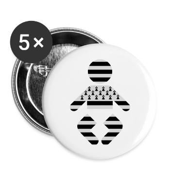BB Bretagne Breizh bzh - Lot de 5 petits badges (25 mm) - blanc - Devant