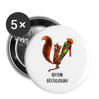 Das kleine Hörnchen ist erstklassig! - Buttons klein 25 mm (5er Pack) - Weiß - Vorne