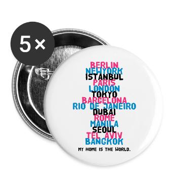 Berlin New York Istanbul Paris London Tokyo - Buttons klein 25 mm (5er Pack) - Weiß - Vorne