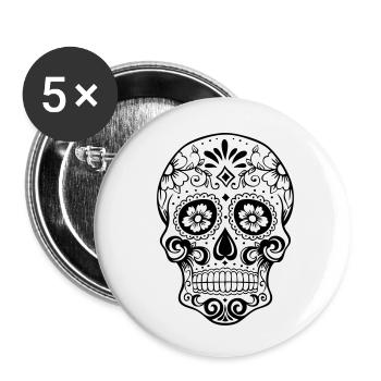 Tête de mort - Lot de 5 petits badges (25 mm) - blanc - Devant