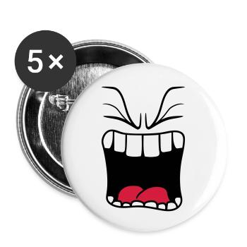 bruellen wuetend sauer mund schreien grosses maul - Buttons klein 25 mm (5er Pack) - Weiß - Vorne