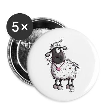 Verträumtes Schaf - Buttons klein 25 mm (5er Pack) - Weiß - Vorne