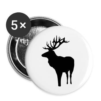 deer - antler - hunting - hunter - Buttons small 1''/25 mm (5-pack) - white - Front