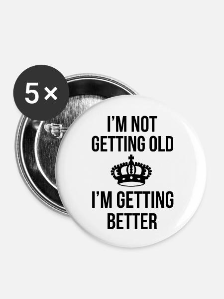 Getting Old - Buttons klein 25 mm (5er Pack) - Weiß