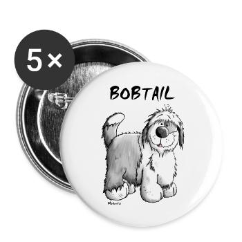 Bob the Bobtail - Buttons small 1''/25 mm (5-pack) - white - Front