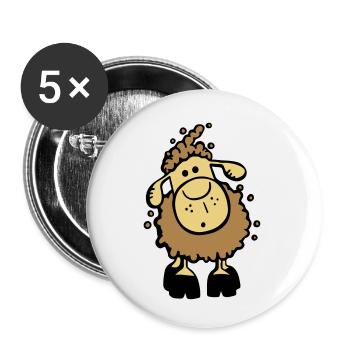 Flauschiges Schaf I Schäfchen I Kinder Geschenk - Buttons klein 25 mm (5er Pack) - Weiß - Vorne