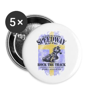 Speedway Racing - Sweden Vintage Flag - Lot de 5 petits badges (25 mm) - blanc - Devant