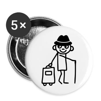 Man with trolley - Buttons small 1''/25 mm (5-pack) - white - Front