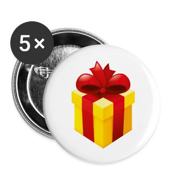 Smiley Present - Buttons small 1''/25 mm (5-pack) - white - Front