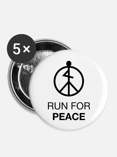 run_for_peace - Buttons klein 25 mm (5er Pack) - Weiß