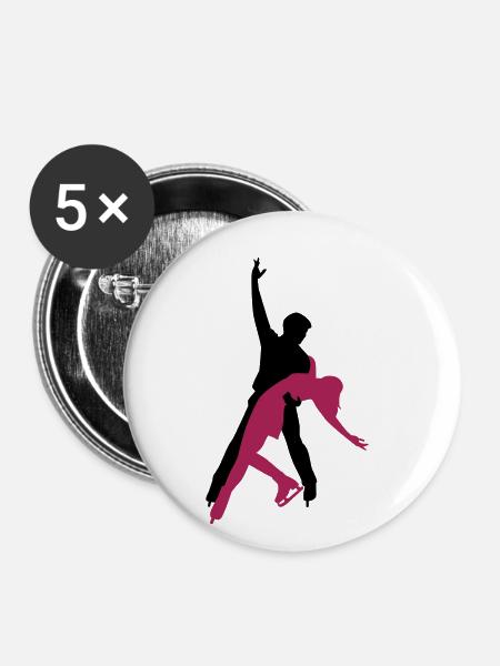 Eiskunstlauf - Buttons klein 25 mm (5er Pack) - Weiß