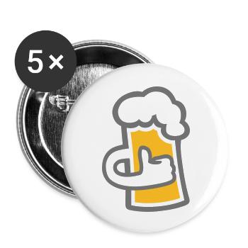 Bier (Daumen hoch) - Buttons klein 25 mm (5er Pack) - Weiß - Vorne