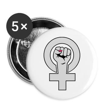 Feminist - Feministin - Buttons klein 25 mm (5er Pack) - Weiß - Vorne